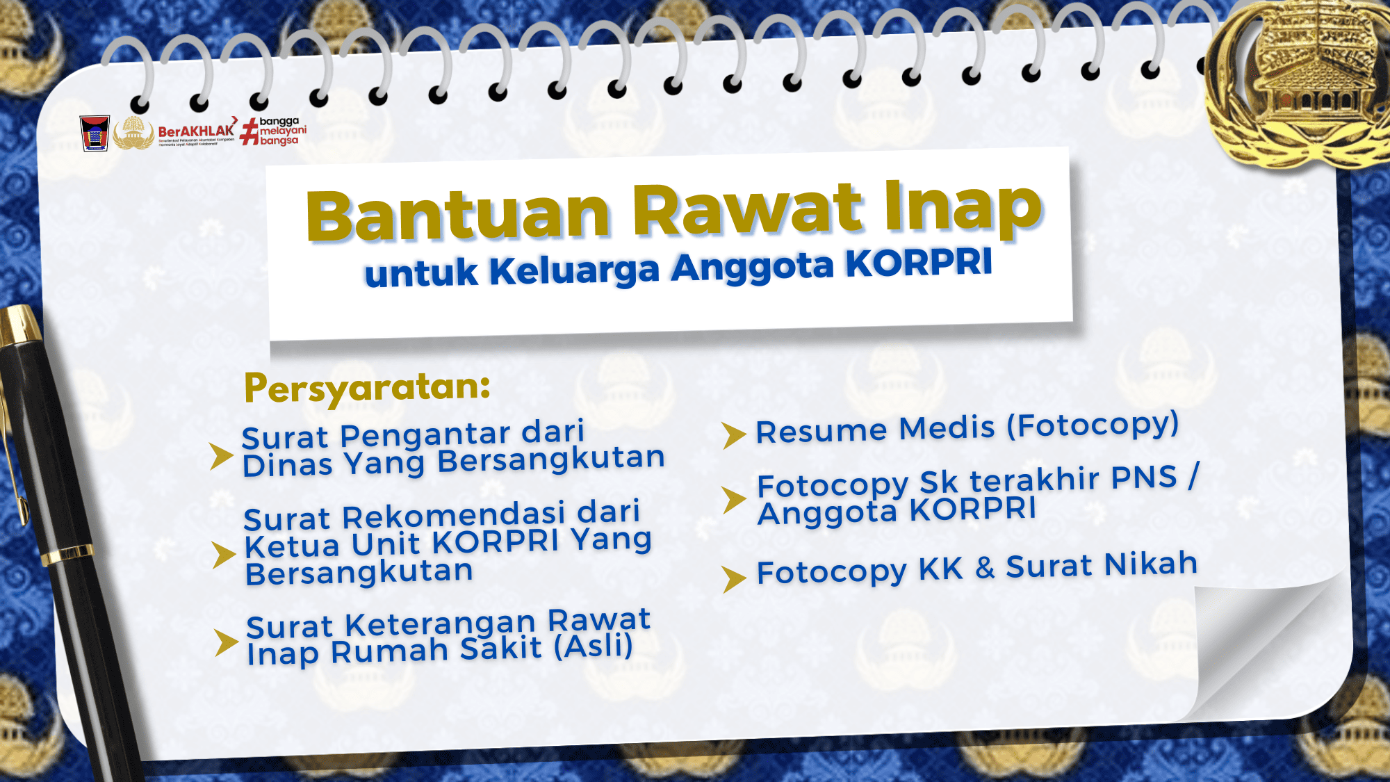Bantuan Rawat Inap untuk Keluarga Anggota KORPRI Kota Padang